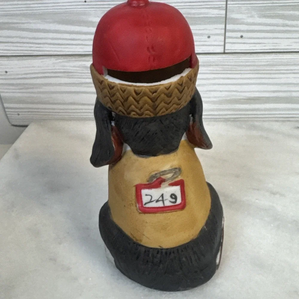 Vintage Jasco Hunting Dog Bank Figurine Red Hat Spaniel Stopper Missing